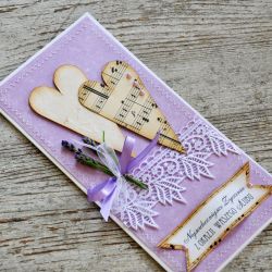 Lawendowa kartka ślubna 1