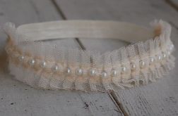 Perełki & tiul - diadem/opaska niemowlęca