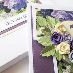 Kartka URODZINOWA - fioletowe różyczki - Kartka urodzinowa z kremowo-fioletowymi różami