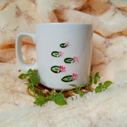 Kubek z tańczącym żurawiem ręcznie malowany 270 ml.