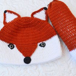 czapka lisek plus ogonek