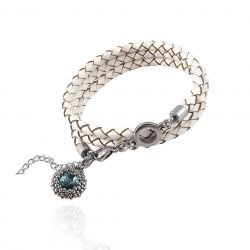 Brasoletka z rzemienia - White Leather