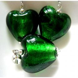 Zielone serca, szkło weneckie, delikatny zestaw