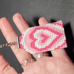Brelok Serce tkane z koralików Prezent na Walentynki Handmade