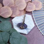 Miedziany wisiorek wire wrapping z lapisem lazuli #524 - 