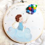 aniołek z balonikami obrazek pamiątka chrztu - obrazek z aniołem na chrzest