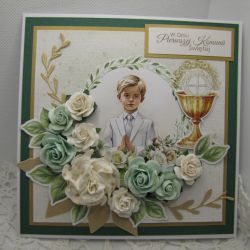 Kartka komunijna dla chłopca w pudełku 06