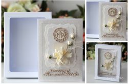 kartka i pudełko Komunia z Hostią a1