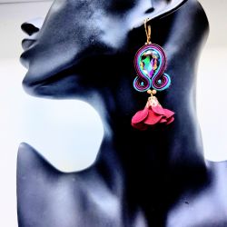 Hot Red Flowers kolczyki sutasz