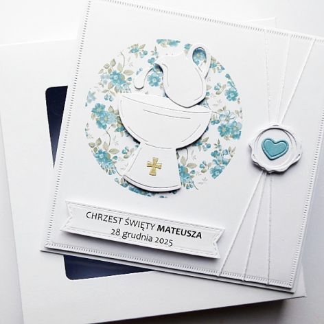 Skromna kartka na Chrzest ręcznie robiona