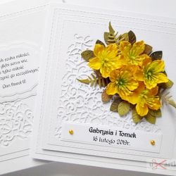 Kartka ŚLUBNA z żółtymi kwiatami