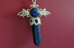 Lapis lazuli i tybetańskie srebro, oryginalny wisiorek Uniseks