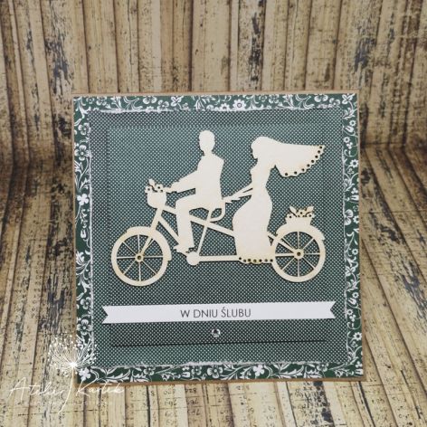 Kartka ślubna-Młoda para na rowerze