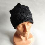 Czapka ręcznie robiona na drutach, kaszmir melanż. - kaszmirowa czapka
