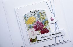 Subtelna kartka ślubna handmade z kwiatami