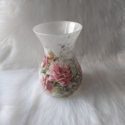 lampion-wazon szklany w róże dla nauczyciela