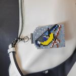 Sikorka zimowa - zawieszka do kluczy torebki plecaka tkany z koralików - Sikorka zimowa - zawieszka do kluczy torebki plecaka tkany z koralików