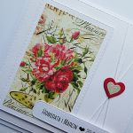 Kartka ślubna romantyczna z bukietem róż  - Kartka na ślub handmade z serduszkiem