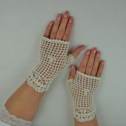 Romantyczne rękawiczki ecru 01