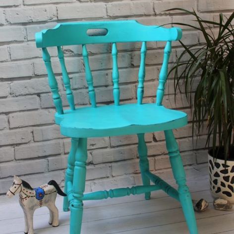 Krzesło patyczak shabby chic, turkus