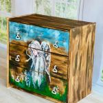Artystyczna komoda z motywem anioła, rustykalny klimat, salon, sypialnia - 