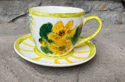 Porcelanowa, ręcznie malowana wiosenna filiżanka