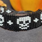 Bransoletka z motywem czaszki  styl  rokowy punk gotycki halloween - Bransoletka z motywem czaszki