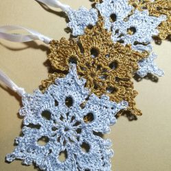 Szydełkowe śnieżynki x 6, Złote i srebrne świąteczne ozdoby