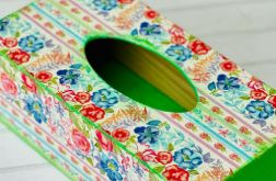 Pudełko na chusteczki, chustecznik, dekoracja na stół, kwiaty