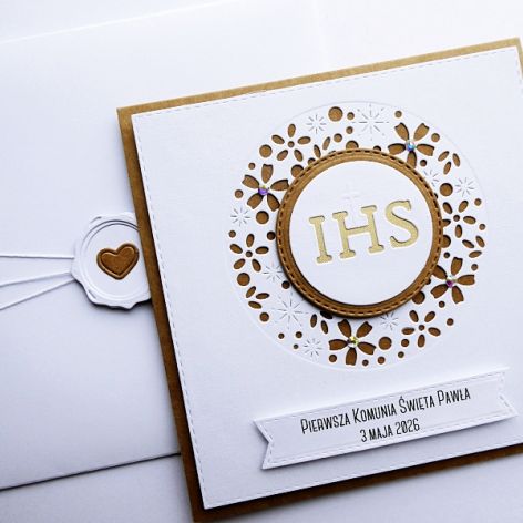 Skromna kartka na Komunię pamiątka z imieniem