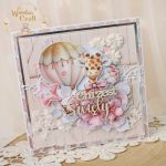 Kartka chrzest pamiątka "RoseGiraffe" GOTOWA - 