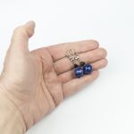 Kolczyki Lapis Lazuli 12mm, Swarovski bicone, srebro 925 oksydowane - Kolczyki Lapis Lazuli 12mm, Swarovski bicone, srebro 925 oksydowane 2