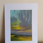 Pejzaż-praca pastelami olejnymi w ramie - 