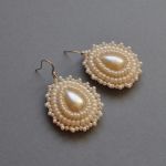 Kolczyki koralikowe białe perłowe - kolczyki z koralików