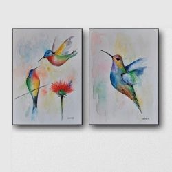 Ptaszki-dwie akwarele