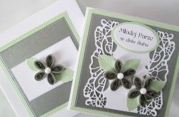 Kartka MŁODEJ PARZE szaro-seledynowa