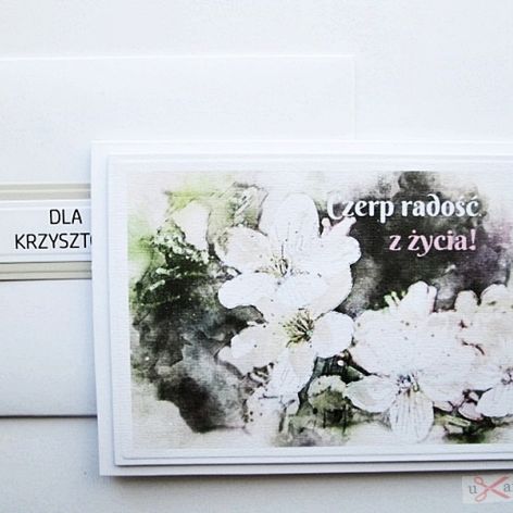 Kartka MOTYWACYJNA - biało-beżowe kwiaty
