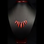 Masa perłowa srebrny wisior z masą perłową. - Bloody Fang sterling silver necklace with Nacre (shell) spikes with 19.29 inch chain, unisex, gift for her, gift for him handcrafted present