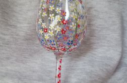 Ręcznie malowany kwiecisty kieliszek do wina, soku 280 ml.