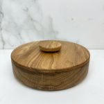 Drewniana duża miska na przekąski z przykrywką 20 cm - 
