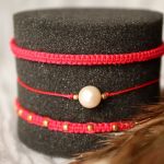 Relva czerwona bransoletka z perłą - Komplet bransoletek