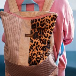 Patchworkowy plecak z suwakiem panterka