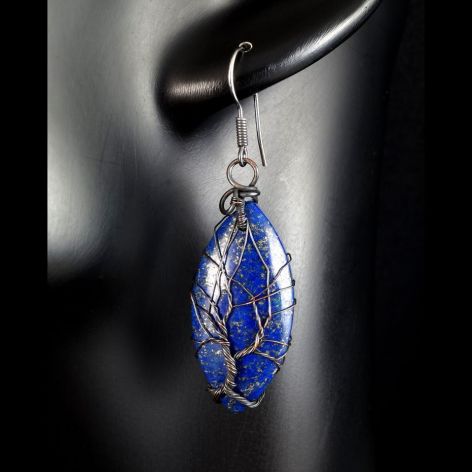 Miedziane kolczyki z lapis lazuli