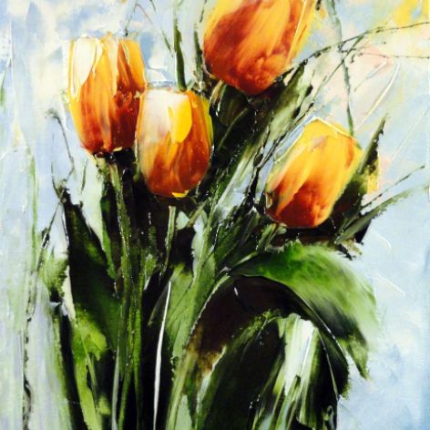 Tulipany , kwiaty obraz olejny 24x30 cm