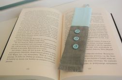 Zakładka do książki lniano-błękitna guziczki