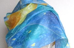 Duży jedwabny szal malowany Gwieździste niebo