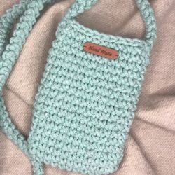 Mała torebka na ramię, etui na telefon,listonoszka szaromięta. 