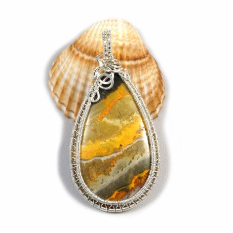 Jaspis Srebrny wisior z jaspisem trzmielim.