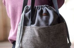 Szara duża torba z kominem plecionka