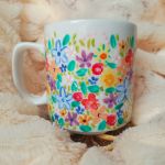 Ręcznie malowany energetyczny kwiatowy kubek - ręcznie malowany